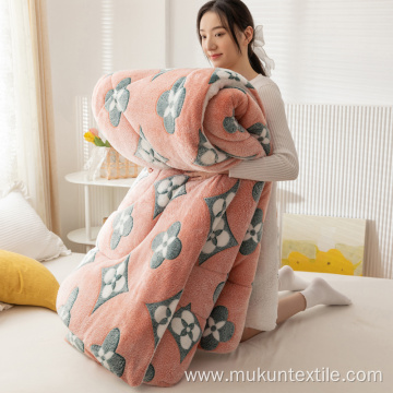 Thick flannel+sherpa Alternative Quilted Comforter duvets